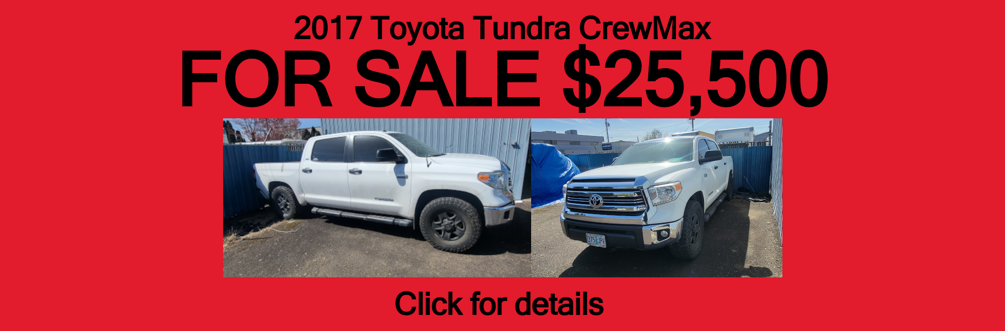 2017 Toyota Tundra CrewMax For Sale $25,500 Click for details